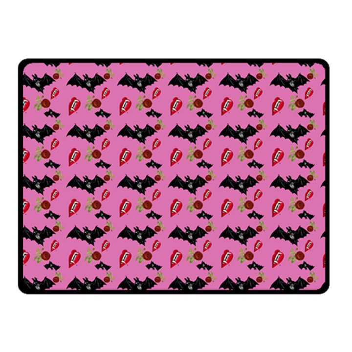 Bat Rose Lips Pink Pattern Double Sided Fleece Blanket (Small) 