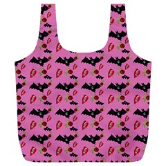 Bat Rose Lips Pink Pattern Full Print Recycle Bag (xl) by snowwhitegirl