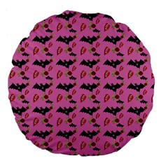 Bat Rose Lips Pink Pattern Large 18  Premium Flano Round Cushions by snowwhitegirl