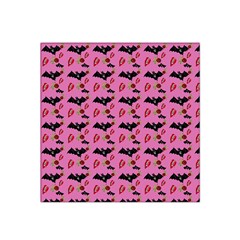 Bat Rose Lips Pink Pattern Satin Bandana Scarf by snowwhitegirl