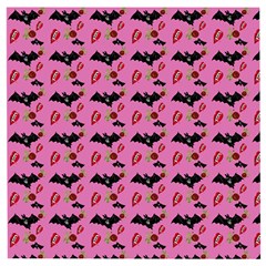 Bat Rose Lips Pink Pattern Wooden Puzzle Square