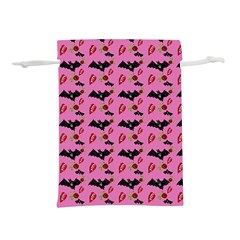 Bat Rose Lips Pink Pattern Lightweight Drawstring Pouch (l)