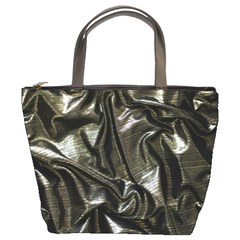 Metallic Silver Satin Bucket Bag by retrotoomoderndesigns