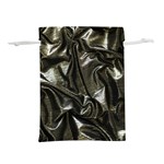 Metallic Silver Satin Lightweight Drawstring Pouch (S) Front