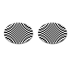 Illusion Checkerboard Black And White Pattern Cufflinks (oval) by Vaneshart