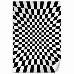 Illusion Checkerboard Black And White Pattern Canvas 24  X 36  by Vaneshart