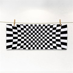 Illusion Checkerboard Black And White Pattern Hand Towel by Vaneshart