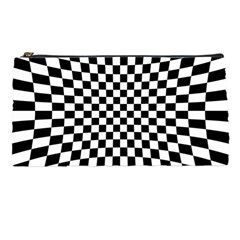 Illusion Checkerboard Black And White Pattern Pencil Cases by Vaneshart