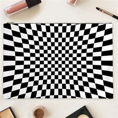 Illusion Checkerboard Black And White Pattern Cosmetic Bag (xxl) by Vaneshart