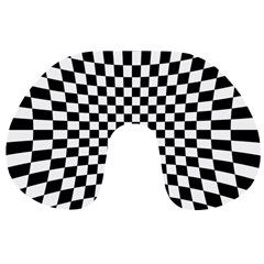 Illusion Checkerboard Black And White Pattern Travel Neck Pillow by Vaneshart