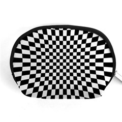 Illusion Checkerboard Black And White Pattern Accessory Pouch (medium) by Vaneshart