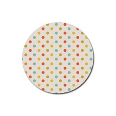 Polka Dots Dot Spots Rubber Round Coaster (4 Pack)  by Vaneshart