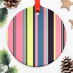 Stripes Colorful Wallpaper Seamless Round Ornament (two Sides) by Vaneshart