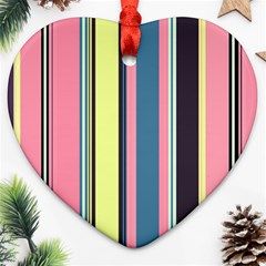 Stripes Colorful Wallpaper Seamless Heart Ornament (two Sides) by Vaneshart