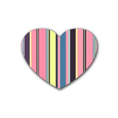 Stripes Colorful Wallpaper Seamless Rubber Coaster (heart)  by Vaneshart