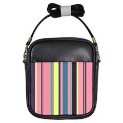 Stripes Colorful Wallpaper Seamless Girls Sling Bag by Vaneshart