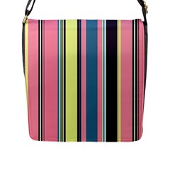 Stripes Colorful Wallpaper Seamless Flap Closure Messenger Bag (l) by Vaneshart