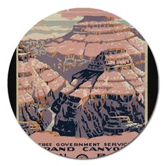 Vintage Travel Poster Grand Canyon Magnet 5  (round) by Vaneshart