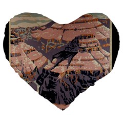 Vintage Travel Poster Grand Canyon Large 19  Premium Flano Heart Shape Cushions by Vaneshart