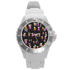 Seamless Tile Background Round Plastic Sport Watch (l) by Vaneshart