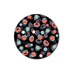 Seamless Sweets Background Rubber Round Coaster (4 Pack)  by Vaneshart