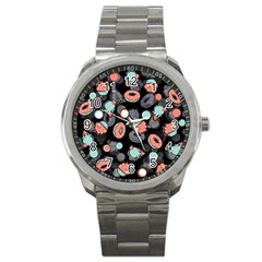 Seamless Sweets Background Sport Metal Watch by Vaneshart