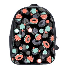 Seamless Sweets Background School Bag (large) by Vaneshart