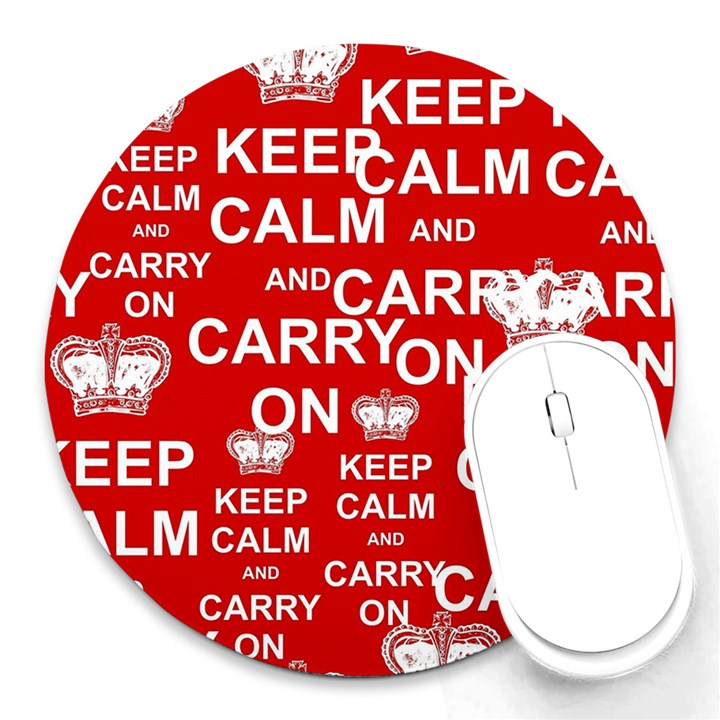 Keep Calm And Carry On Round Mousepads