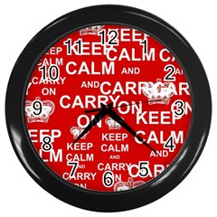 Keep Calm And Carry On Wall Clock (black) by Vaneshart