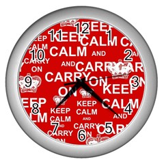 Keep Calm And Carry On Wall Clock (silver) by Vaneshart