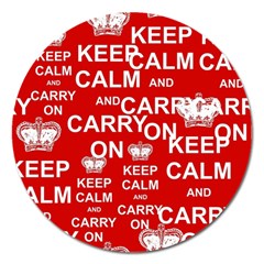 Keep Calm And Carry On Magnet 5  (round) by Vaneshart