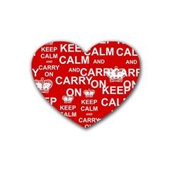 Keep Calm And Carry On Heart Coaster (4 Pack)  by Vaneshart