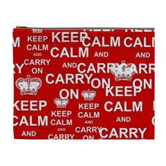 Keep Calm And Carry On Cosmetic Bag (xl) by Vaneshart