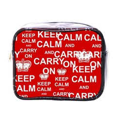 Keep Calm And Carry On Mini Toiletries Bag (one Side) by Vaneshart