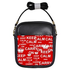 Keep Calm And Carry On Girls Sling Bag by Vaneshart