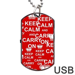 Keep Calm And Carry On Dog Tag Usb Flash (two Sides) by Vaneshart