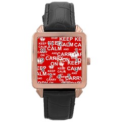 Keep Calm And Carry On Rose Gold Leather Watch  by Vaneshart