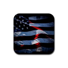 Grunge American Flag Rubber Coaster (square)  by Vaneshart