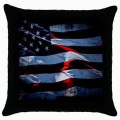 Grunge American Flag Throw Pillow Case (black) by Vaneshart