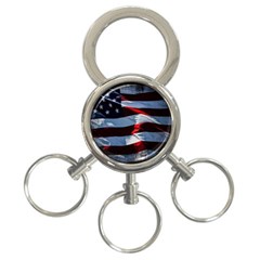 Grunge American Flag 3-ring Key Chain by Vaneshart