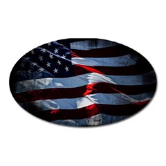 Grunge American Flag Oval Magnet by Vaneshart