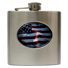 Grunge American Flag Hip Flask (6 Oz) by Vaneshart