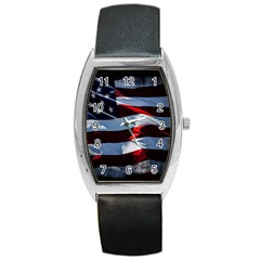 Grunge American Flag Barrel Style Metal Watch by Vaneshart