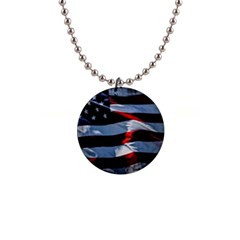 Grunge American Flag 1  Button Necklace by Vaneshart