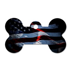 Grunge American Flag Dog Tag Bone (two Sides) by Vaneshart