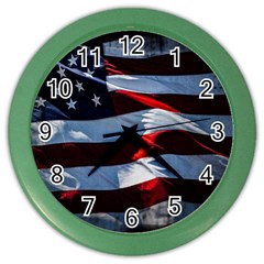 Grunge American Flag Color Wall Clock by Vaneshart