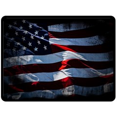 Grunge American Flag Fleece Blanket (large)  by Vaneshart