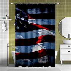 Grunge American Flag Shower Curtain 48  X 72  (small)  by Vaneshart