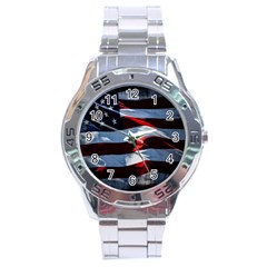 Grunge American Flag Stainless Steel Analogue Watch by Vaneshart