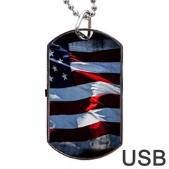 Grunge American Flag Dog Tag Usb Flash (two Sides) by Vaneshart